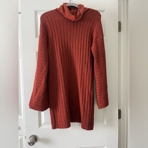 Elegant Rust Cowl Neck Sweater dress